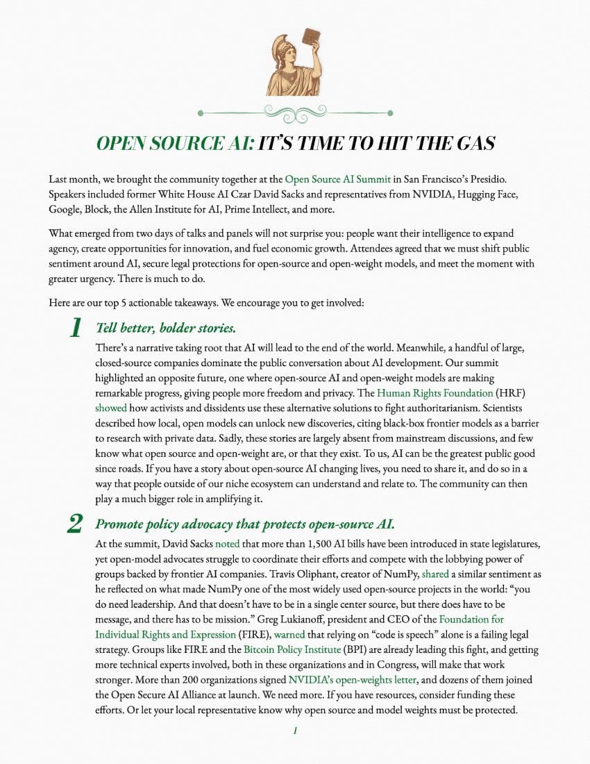 Page one of the report